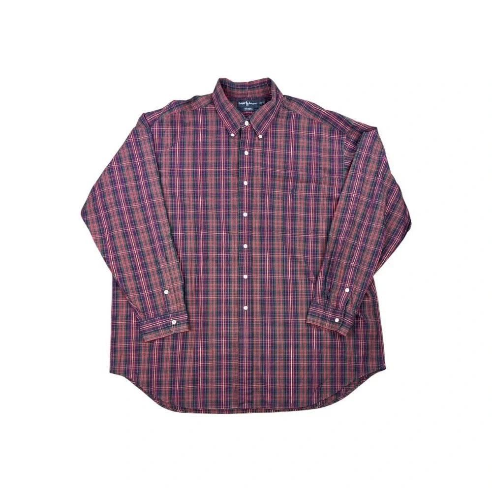 Vintage Polo Ralph Lauren Big Shirt Tartan Plaid Button Down XXL BIG SHIRT